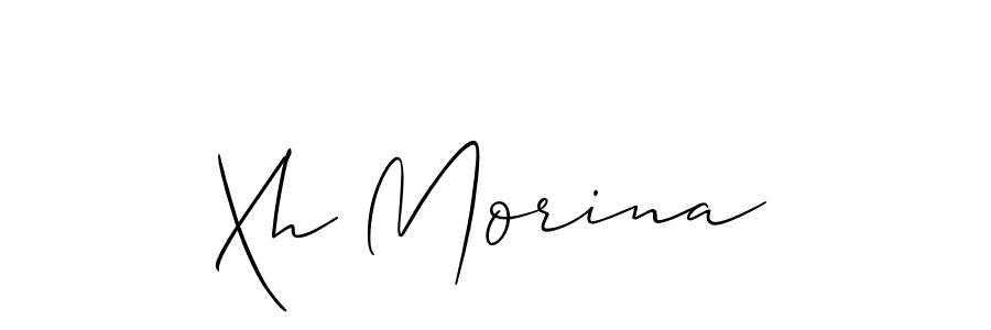 How to make Xh Morina name signature. Use Allison_Script style for creating short signs online. This is the latest handwritten sign. Xh Morina signature style 2 images and pictures png