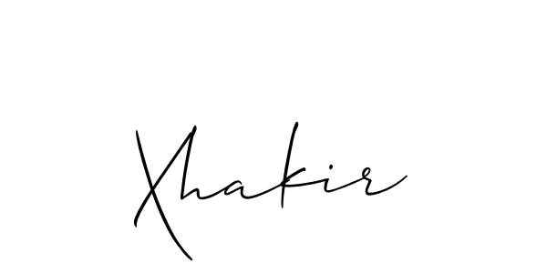 Use a signature maker to create a handwritten signature online. With this signature software, you can design (Allison_Script) your own signature for name Xhakir. Xhakir signature style 2 images and pictures png