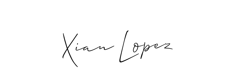 The best way (Allison_Script) to make a short signature is to pick only two or three words in your name. The name Xian Lopez include a total of six letters. For converting this name. Xian Lopez signature style 2 images and pictures png