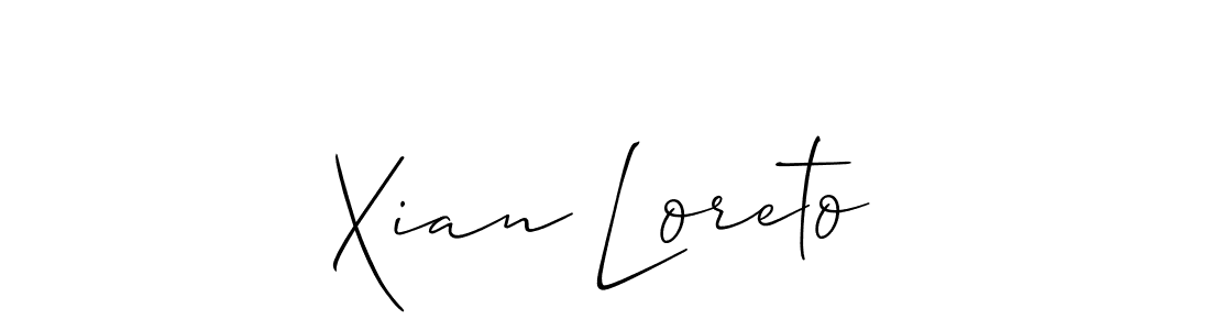 How to make Xian Loreto name signature. Use Allison_Script style for creating short signs online. This is the latest handwritten sign. Xian Loreto signature style 2 images and pictures png