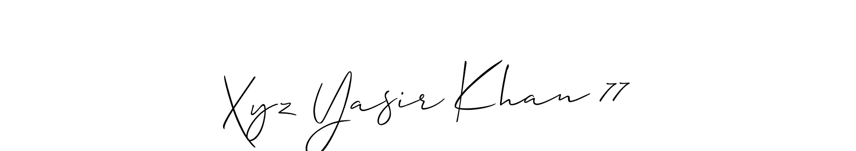 Similarly Allison_Script is the best handwritten signature design. Signature creator online .You can use it as an online autograph creator for name Xyz Yasir Khan 77. Xyz Yasir Khan 77 signature style 2 images and pictures png