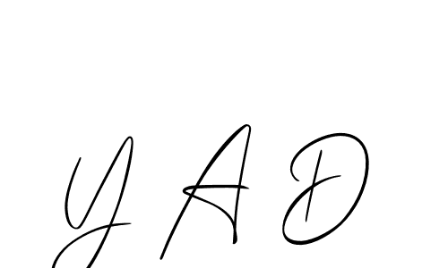 Also You can easily find your signature by using the search form. We will create Y A D name handwritten signature images for you free of cost using Allison_Script sign style. Y A D signature style 2 images and pictures png