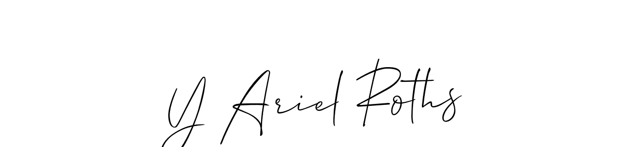 The best way (Allison_Script) to make a short signature is to pick only two or three words in your name. The name Y Ariel Roths include a total of six letters. For converting this name. Y Ariel Roths signature style 2 images and pictures png