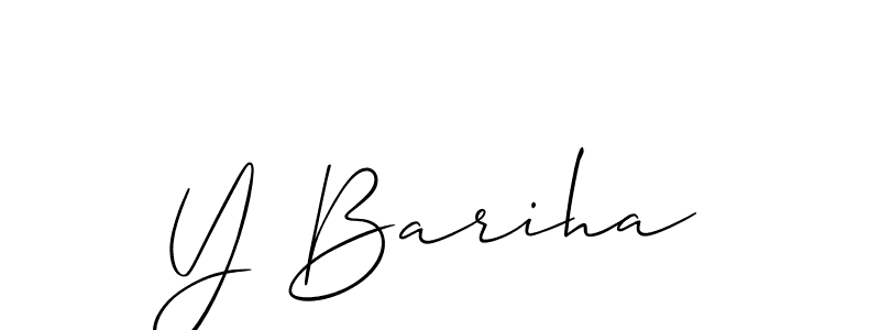 The best way (Allison_Script) to make a short signature is to pick only two or three words in your name. The name Y Bariha include a total of six letters. For converting this name. Y Bariha signature style 2 images and pictures png