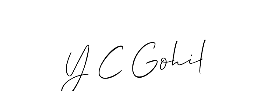 Design your own signature with our free online signature maker. With this signature software, you can create a handwritten (Allison_Script) signature for name Y C Gohil. Y C Gohil signature style 2 images and pictures png