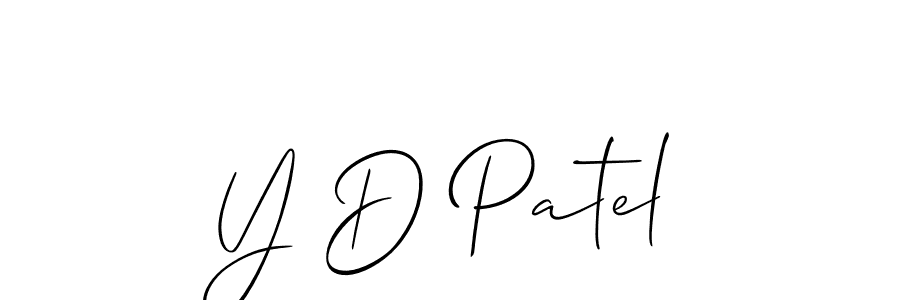 How to make Y D Patel name signature. Use Allison_Script style for creating short signs online. This is the latest handwritten sign. Y D Patel signature style 2 images and pictures png