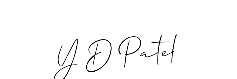 How to make Y D Patel name signature. Use Allison_Script style for creating short signs online. This is the latest handwritten sign. Y D Patel signature style 2 images and pictures png