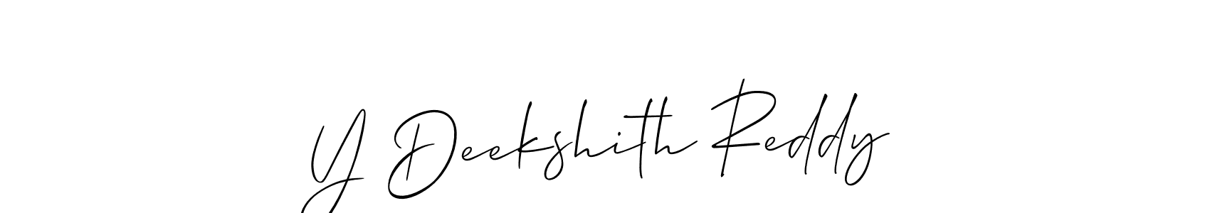 if you are searching for the best signature style for your name Y Deekshith Reddy. so please give up your signature search. here we have designed multiple signature styles  using Allison_Script. Y Deekshith Reddy signature style 2 images and pictures png