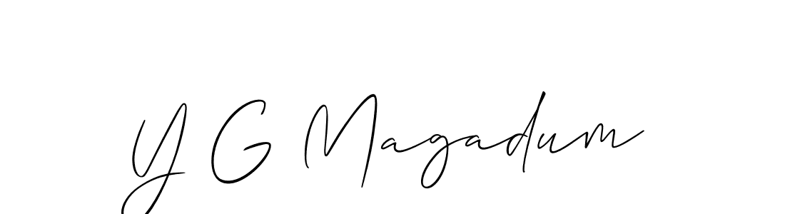 How to Draw Y G Magadum signature style? Allison_Script is a latest design signature styles for name Y G Magadum. Y G Magadum signature style 2 images and pictures png