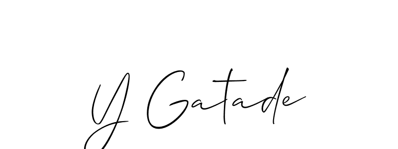 How to make Y Gatade name signature. Use Allison_Script style for creating short signs online. This is the latest handwritten sign. Y Gatade signature style 2 images and pictures png