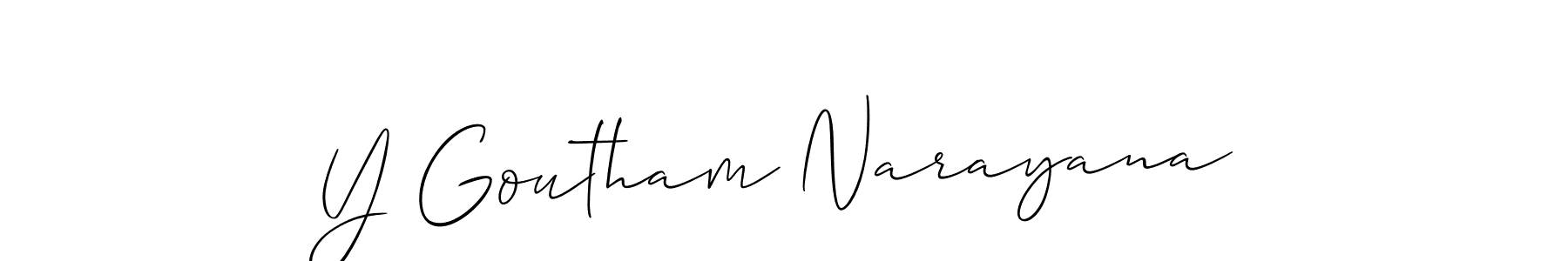 Make a beautiful signature design for name Y Goutham Narayana. With this signature (Allison_Script) style, you can create a handwritten signature for free. Y Goutham Narayana signature style 2 images and pictures png