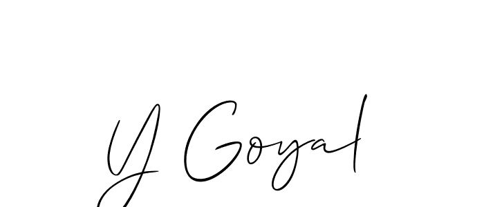 Create a beautiful signature design for name Y Goyal. With this signature (Allison_Script) fonts, you can make a handwritten signature for free. Y Goyal signature style 2 images and pictures png