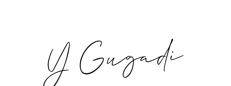 The best way (Allison_Script) to make a short signature is to pick only two or three words in your name. The name Y Gugadi include a total of six letters. For converting this name. Y Gugadi signature style 2 images and pictures png