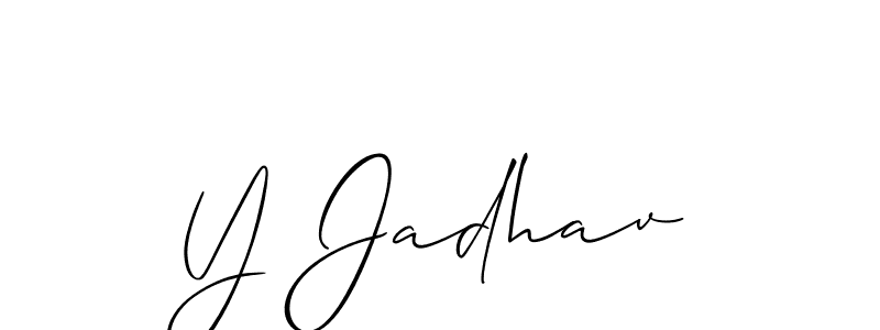 Also You can easily find your signature by using the search form. We will create Y Jadhav name handwritten signature images for you free of cost using Allison_Script sign style. Y Jadhav signature style 2 images and pictures png