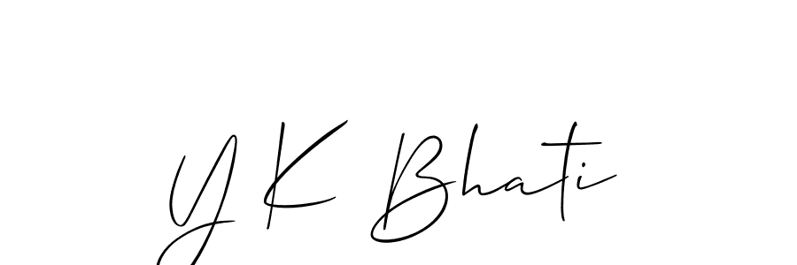 How to make Y K Bhati name signature. Use Allison_Script style for creating short signs online. This is the latest handwritten sign. Y K Bhati signature style 2 images and pictures png