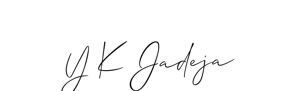 Make a beautiful signature design for name Y K Jadeja. With this signature (Allison_Script) style, you can create a handwritten signature for free. Y K Jadeja signature style 2 images and pictures png