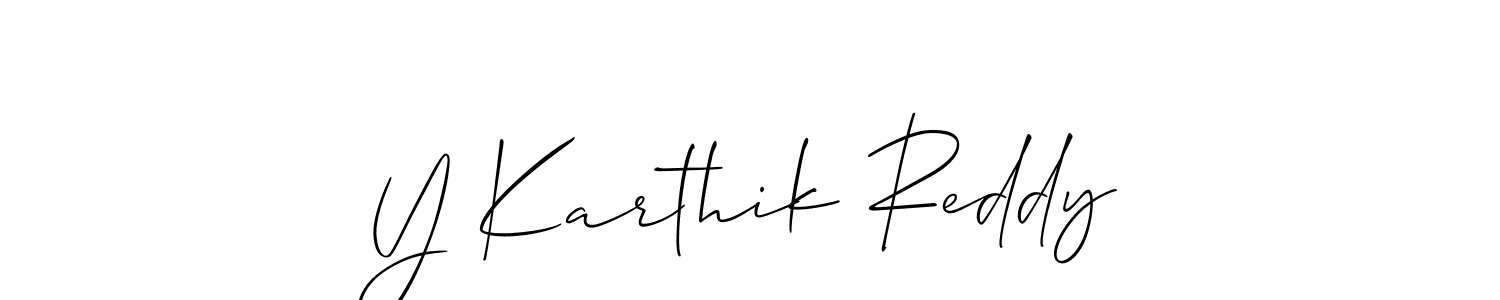 The best way (Allison_Script) to make a short signature is to pick only two or three words in your name. The name Y Karthik Reddy include a total of six letters. For converting this name. Y Karthik Reddy signature style 2 images and pictures png