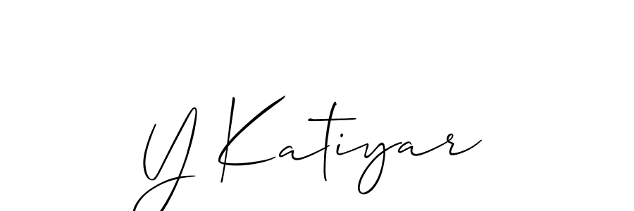 Create a beautiful signature design for name Y Katiyar. With this signature (Allison_Script) fonts, you can make a handwritten signature for free. Y Katiyar signature style 2 images and pictures png