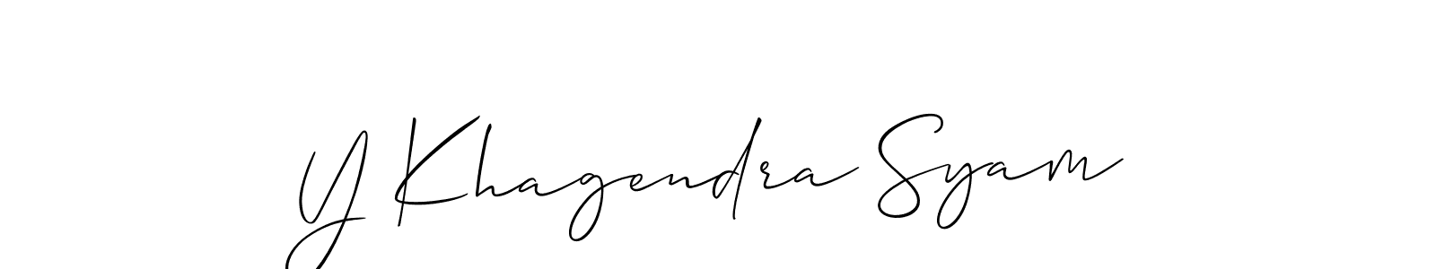 Y Khagendra Syam stylish signature style. Best Handwritten Sign (Allison_Script) for my name. Handwritten Signature Collection Ideas for my name Y Khagendra Syam. Y Khagendra Syam signature style 2 images and pictures png