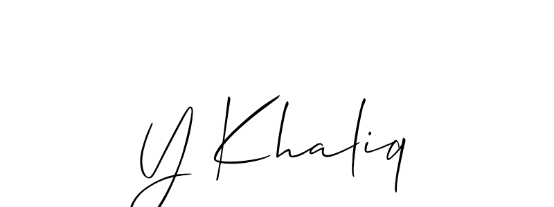 if you are searching for the best signature style for your name Y Khaliq. so please give up your signature search. here we have designed multiple signature styles  using Allison_Script. Y Khaliq signature style 2 images and pictures png