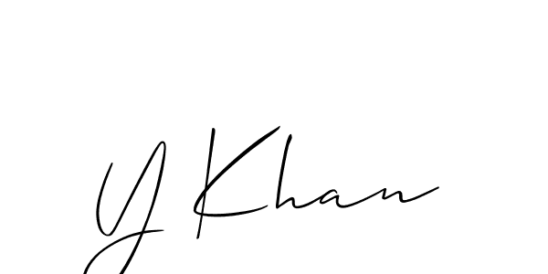 How to make Y Khan name signature. Use Allison_Script style for creating short signs online. This is the latest handwritten sign. Y Khan signature style 2 images and pictures png