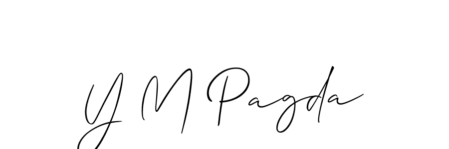 Also You can easily find your signature by using the search form. We will create Y M Pagda name handwritten signature images for you free of cost using Allison_Script sign style. Y M Pagda signature style 2 images and pictures png