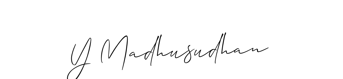 Allison_Script is a professional signature style that is perfect for those who want to add a touch of class to their signature. It is also a great choice for those who want to make their signature more unique. Get Y Madhusudhan name to fancy signature for free. Y Madhusudhan signature style 2 images and pictures png