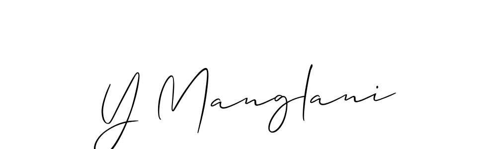 Allison_Script is a professional signature style that is perfect for those who want to add a touch of class to their signature. It is also a great choice for those who want to make their signature more unique. Get Y Manglani name to fancy signature for free. Y Manglani signature style 2 images and pictures png