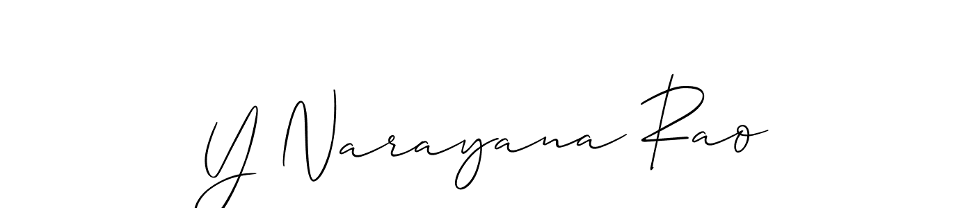 The best way (Allison_Script) to make a short signature is to pick only two or three words in your name. The name Y Narayana Rao include a total of six letters. For converting this name. Y Narayana Rao signature style 2 images and pictures png
