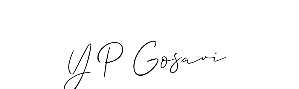 Allison_Script is a professional signature style that is perfect for those who want to add a touch of class to their signature. It is also a great choice for those who want to make their signature more unique. Get Y P Gosavi name to fancy signature for free. Y P Gosavi signature style 2 images and pictures png