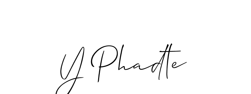 Use a signature maker to create a handwritten signature online. With this signature software, you can design (Allison_Script) your own signature for name Y Phadte. Y Phadte signature style 2 images and pictures png