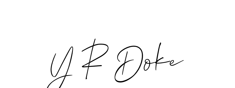 How to make Y R Doke name signature. Use Allison_Script style for creating short signs online. This is the latest handwritten sign. Y R Doke signature style 2 images and pictures png