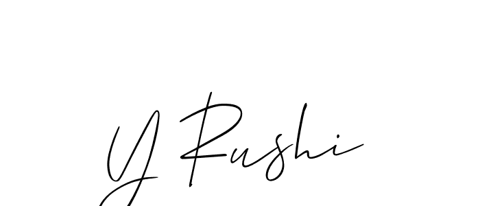 Design your own signature with our free online signature maker. With this signature software, you can create a handwritten (Allison_Script) signature for name Y Rushi. Y Rushi signature style 2 images and pictures png