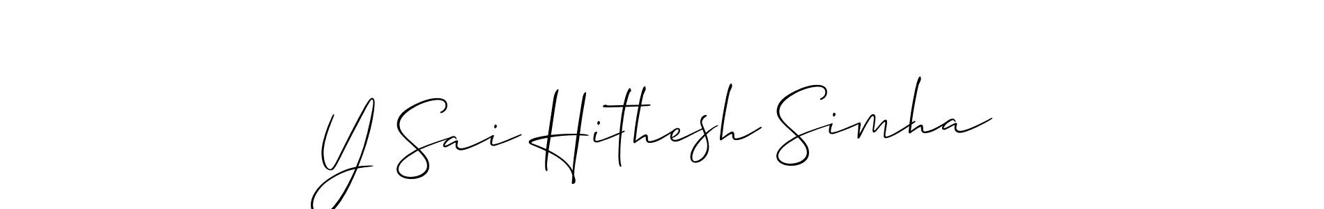 You should practise on your own different ways (Allison_Script) to write your name (Y Sai Hithesh Simha) in signature. don't let someone else do it for you. Y Sai Hithesh Simha signature style 2 images and pictures png