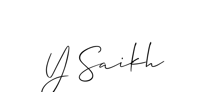 How to make Y Saikh name signature. Use Allison_Script style for creating short signs online. This is the latest handwritten sign. Y Saikh signature style 2 images and pictures png