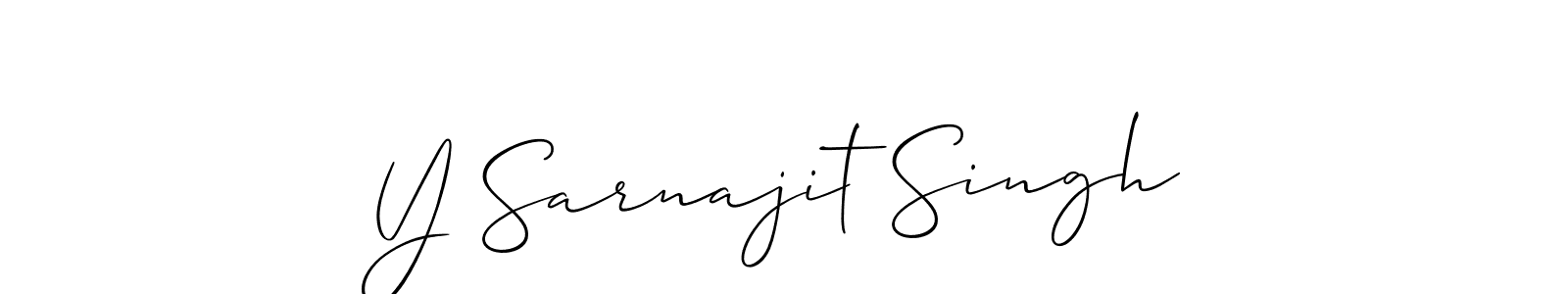 The best way (Allison_Script) to make a short signature is to pick only two or three words in your name. The name Y Sarnajit Singh include a total of six letters. For converting this name. Y Sarnajit Singh signature style 2 images and pictures png