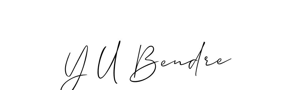 How to make Y U Bendre name signature. Use Allison_Script style for creating short signs online. This is the latest handwritten sign. Y U Bendre signature style 2 images and pictures png