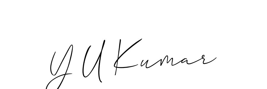 The best way (Allison_Script) to make a short signature is to pick only two or three words in your name. The name Y U Kumar include a total of six letters. For converting this name. Y U Kumar signature style 2 images and pictures png