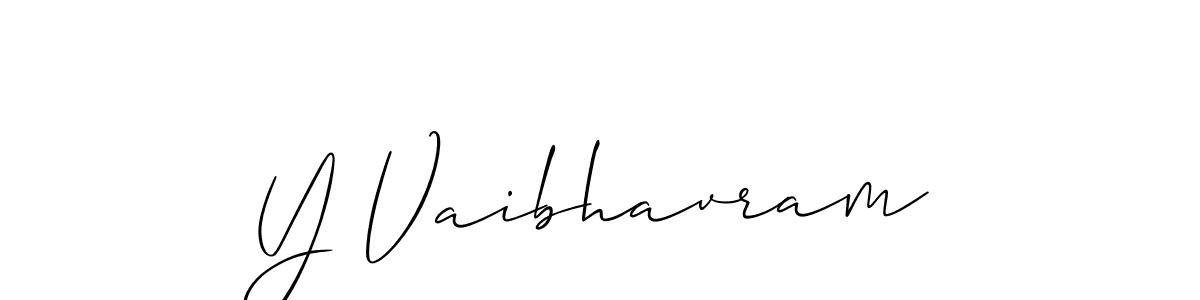 How to make Y Vaibhavram name signature. Use Allison_Script style for creating short signs online. This is the latest handwritten sign. Y Vaibhavram signature style 2 images and pictures png