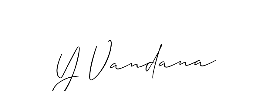 How to make Y Vandana name signature. Use Allison_Script style for creating short signs online. This is the latest handwritten sign. Y Vandana signature style 2 images and pictures png