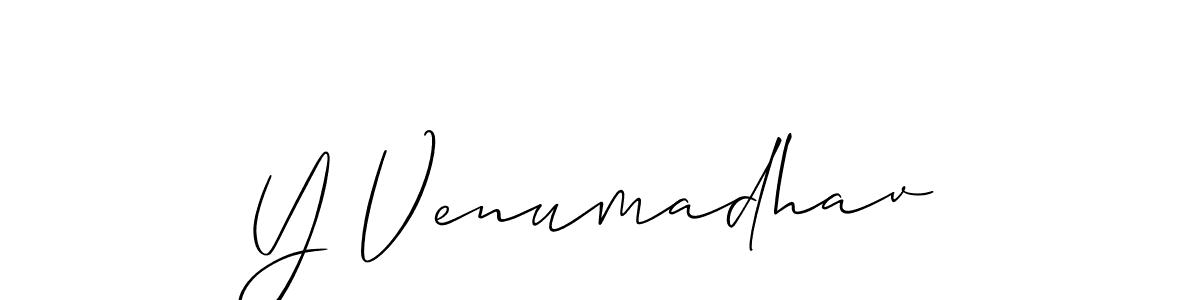 if you are searching for the best signature style for your name Y Venumadhav. so please give up your signature search. here we have designed multiple signature styles  using Allison_Script. Y Venumadhav signature style 2 images and pictures png