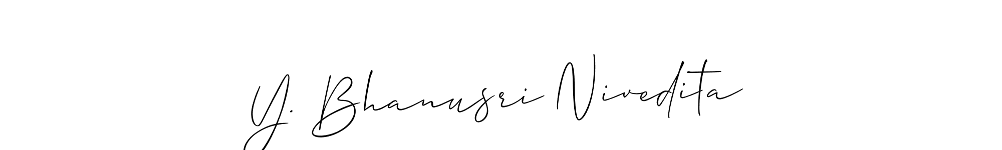 Make a short Y. Bhanusri Nivedita signature style. Manage your documents anywhere anytime using Allison_Script. Create and add eSignatures, submit forms, share and send files easily. Y. Bhanusri Nivedita signature style 2 images and pictures png