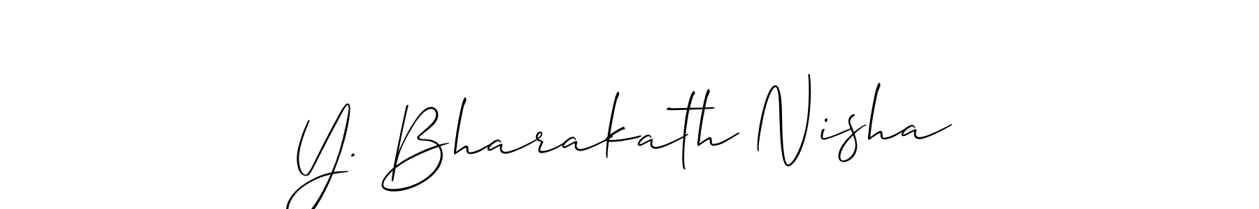 How to make Y. Bharakath Nisha name signature. Use Allison_Script style for creating short signs online. This is the latest handwritten sign. Y. Bharakath Nisha signature style 2 images and pictures png