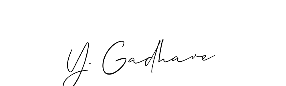 Similarly Allison_Script is the best handwritten signature design. Signature creator online .You can use it as an online autograph creator for name Y. Gadhave. Y. Gadhave signature style 2 images and pictures png