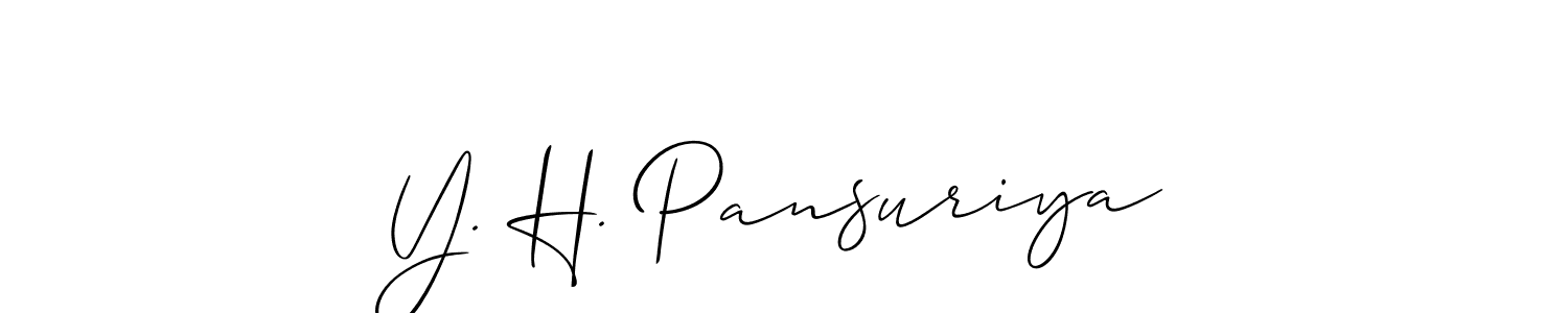 How to make Y. H. Pansuriya name signature. Use Allison_Script style for creating short signs online. This is the latest handwritten sign. Y. H. Pansuriya signature style 2 images and pictures png