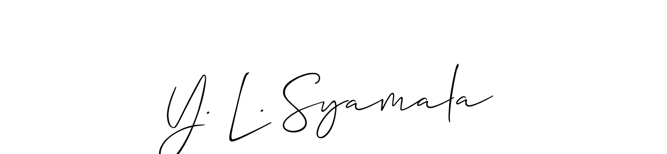 Similarly Allison_Script is the best handwritten signature design. Signature creator online .You can use it as an online autograph creator for name Y. L. Syamala. Y. L. Syamala signature style 2 images and pictures png