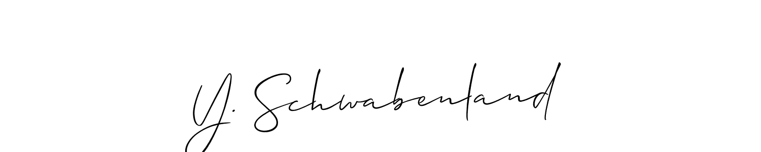 How to Draw Y. Schwabenland signature style? Allison_Script is a latest design signature styles for name Y. Schwabenland. Y. Schwabenland signature style 2 images and pictures png