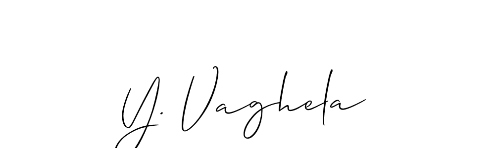 Make a beautiful signature design for name Y. Vaghela. With this signature (Allison_Script) style, you can create a handwritten signature for free. Y. Vaghela signature style 2 images and pictures png