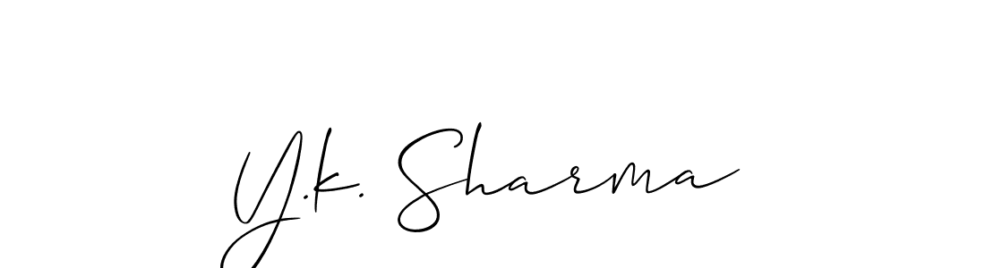 Also You can easily find your signature by using the search form. We will create Y.k. Sharma name handwritten signature images for you free of cost using Allison_Script sign style. Y.k. Sharma signature style 2 images and pictures png