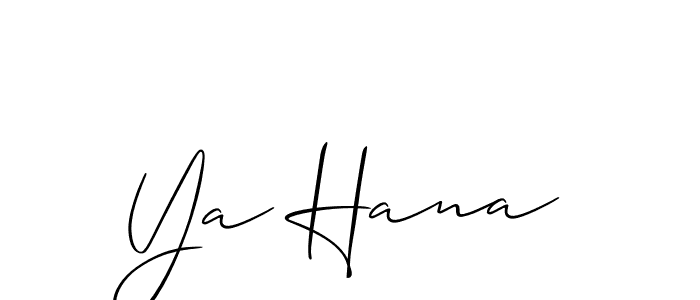 How to make Ya Hana name signature. Use Allison_Script style for creating short signs online. This is the latest handwritten sign. Ya Hana signature style 2 images and pictures png